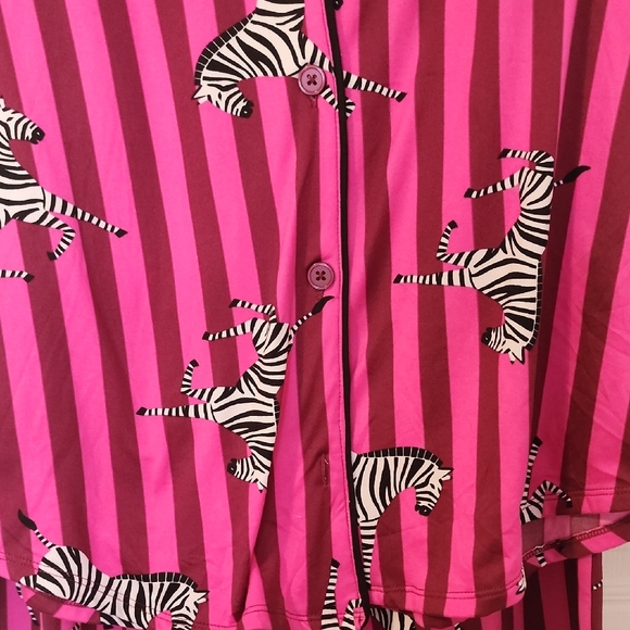 Vibrant Pink Zebra Print Women's Pajama Set - Picture 3 of 6